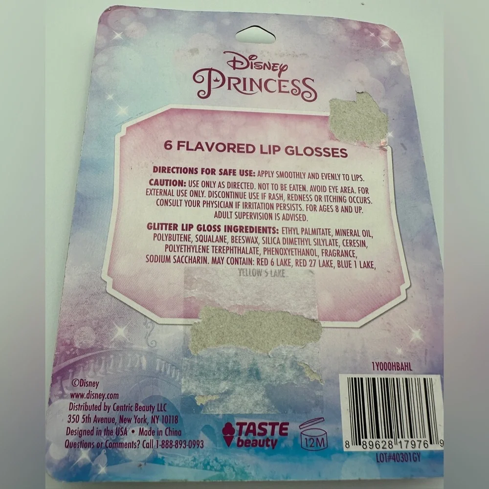 3 Piece Disney Princess Accessories NEW lip glosses, scrunchies & coin purse